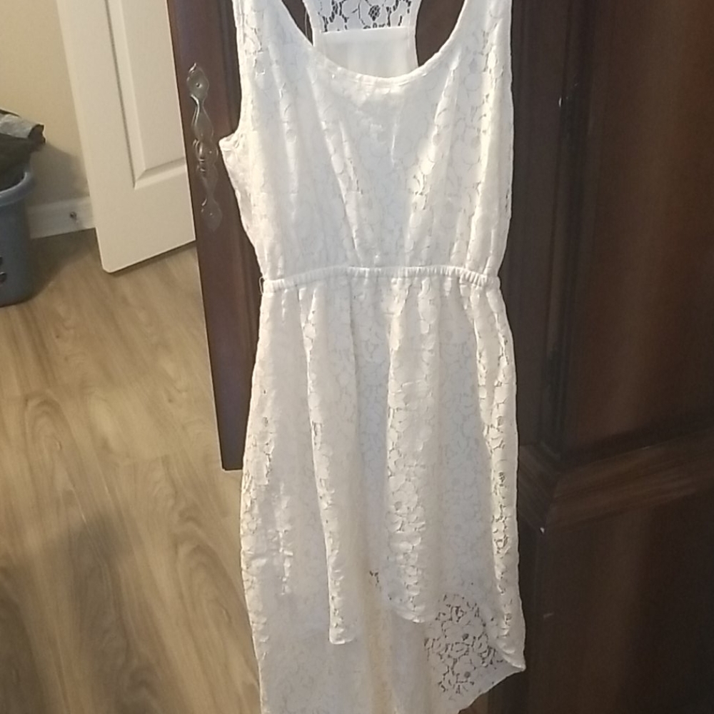 White lace High to Low Dress